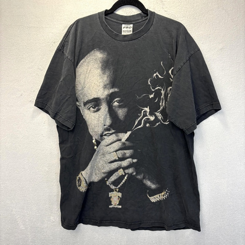 Rare Vintage Tupac Pro Max T-Shirt Mens 3XLT Tall Rapper Rhinestone Hip Hop